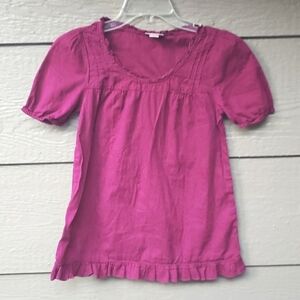 MOSSIMO Ruffle shadow stripe Blouse Top Size XS